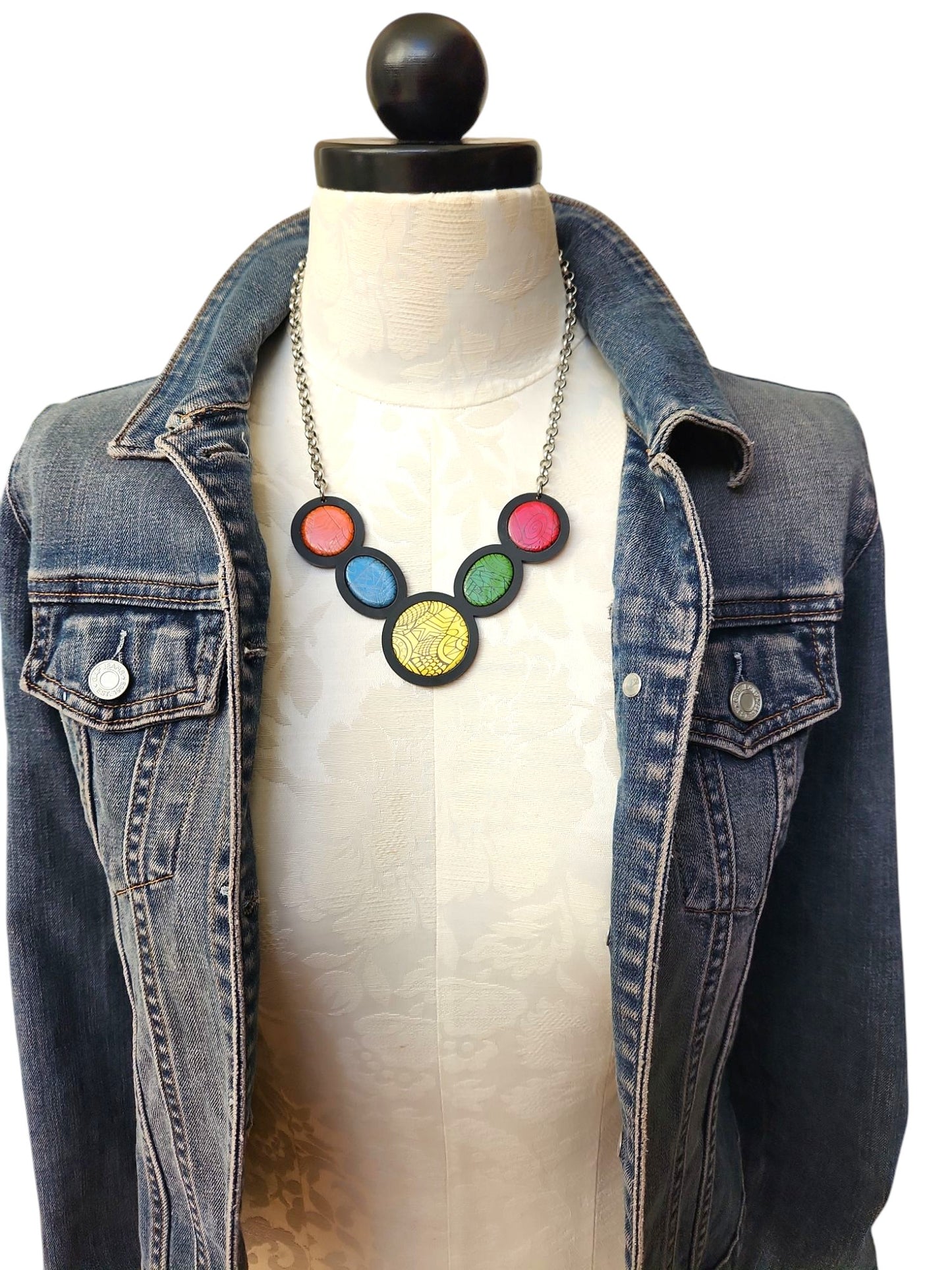 Lucite & Enamel Necklace