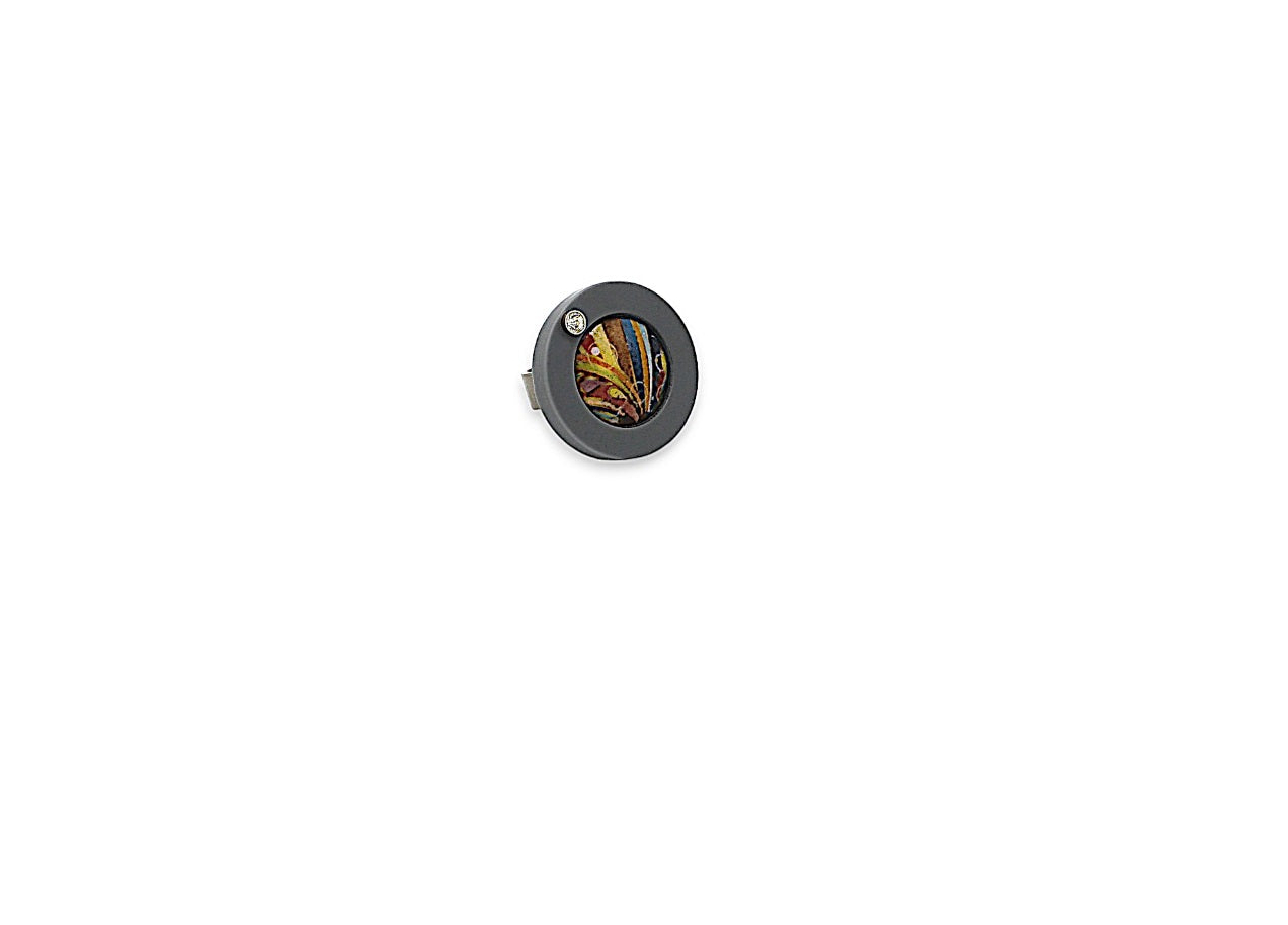 Lucite & Enamel Decal Ring