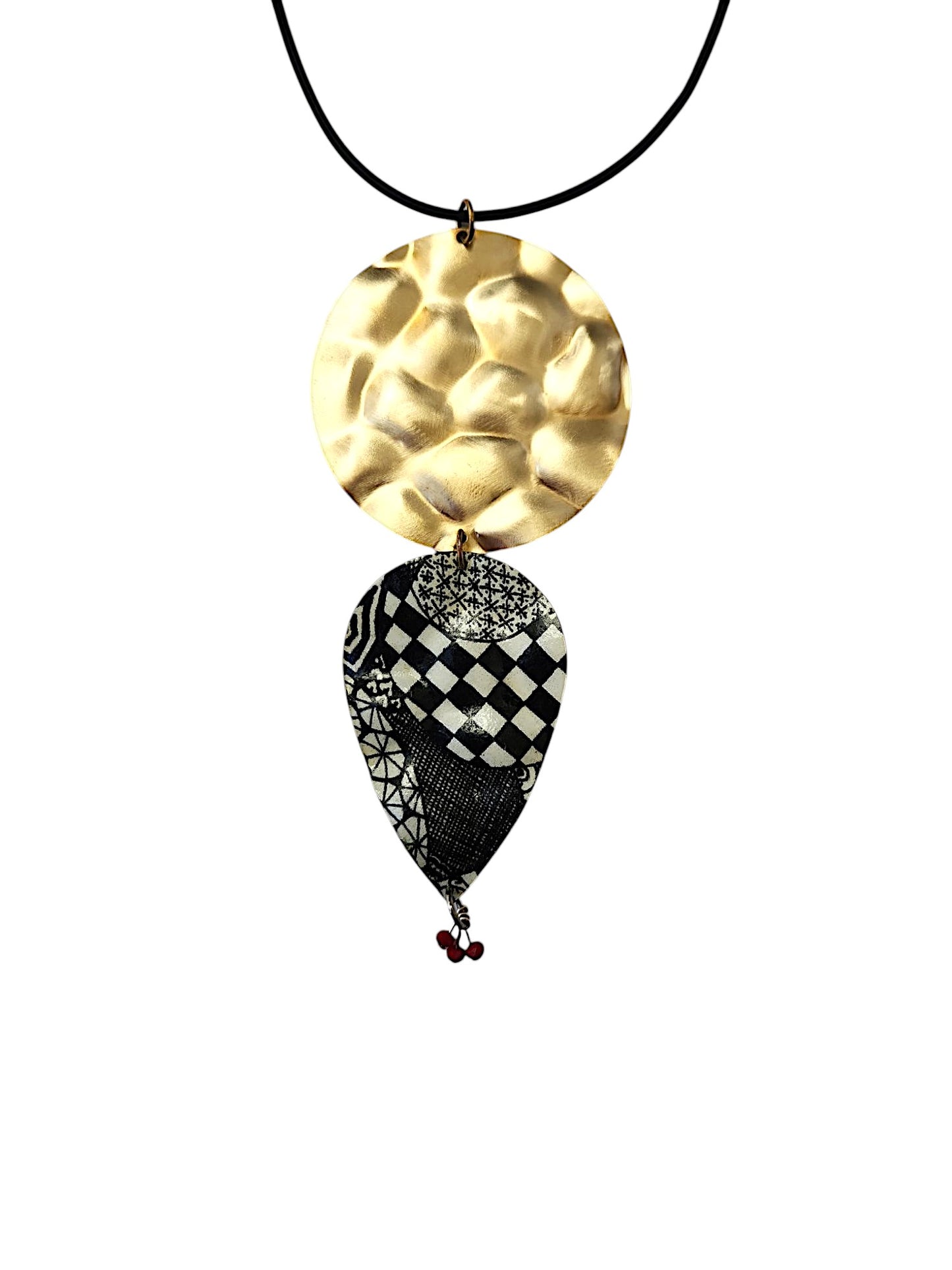 Patterned Brass & Decal Necklace