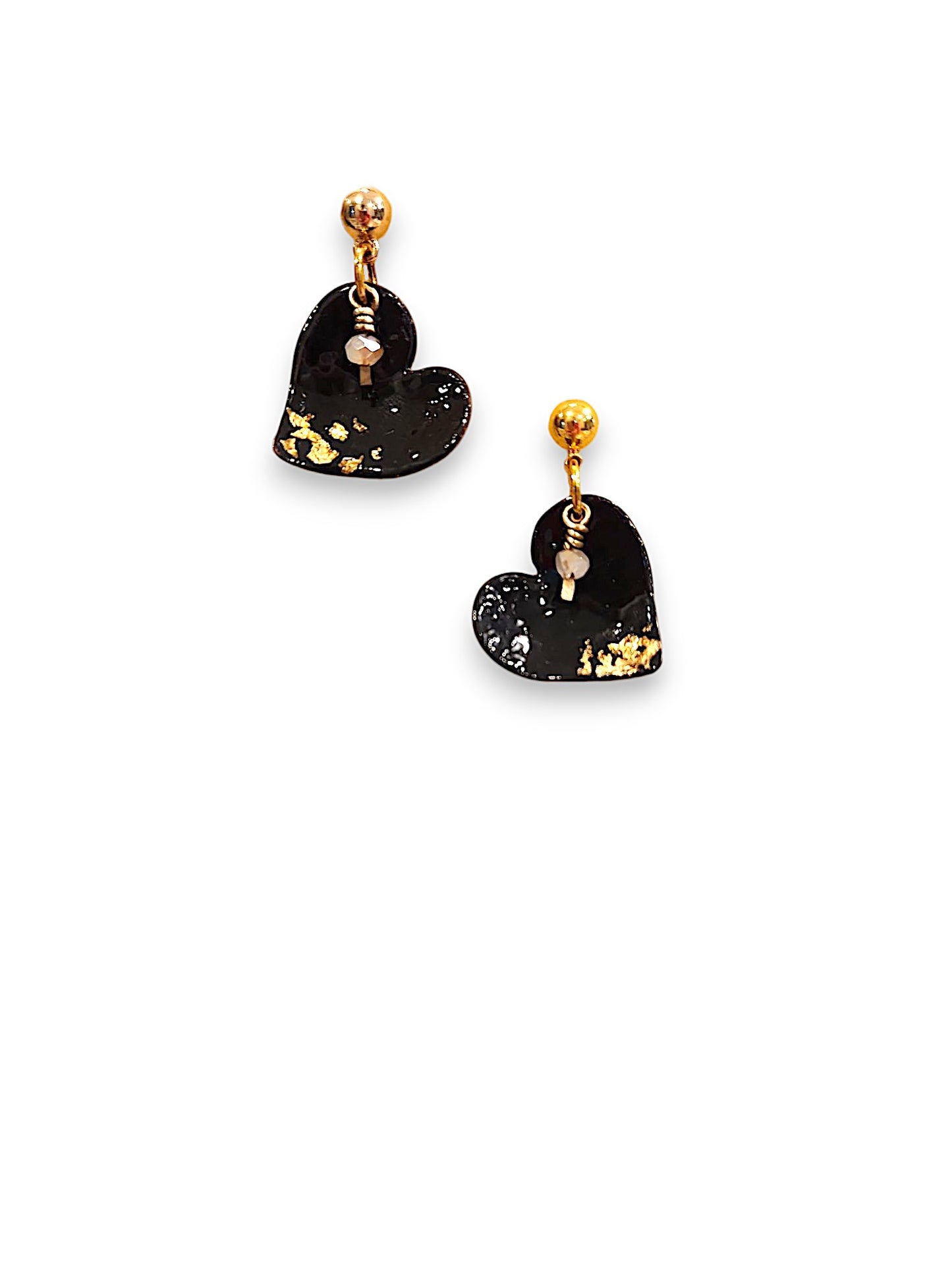Black & Gold Heart Earrings