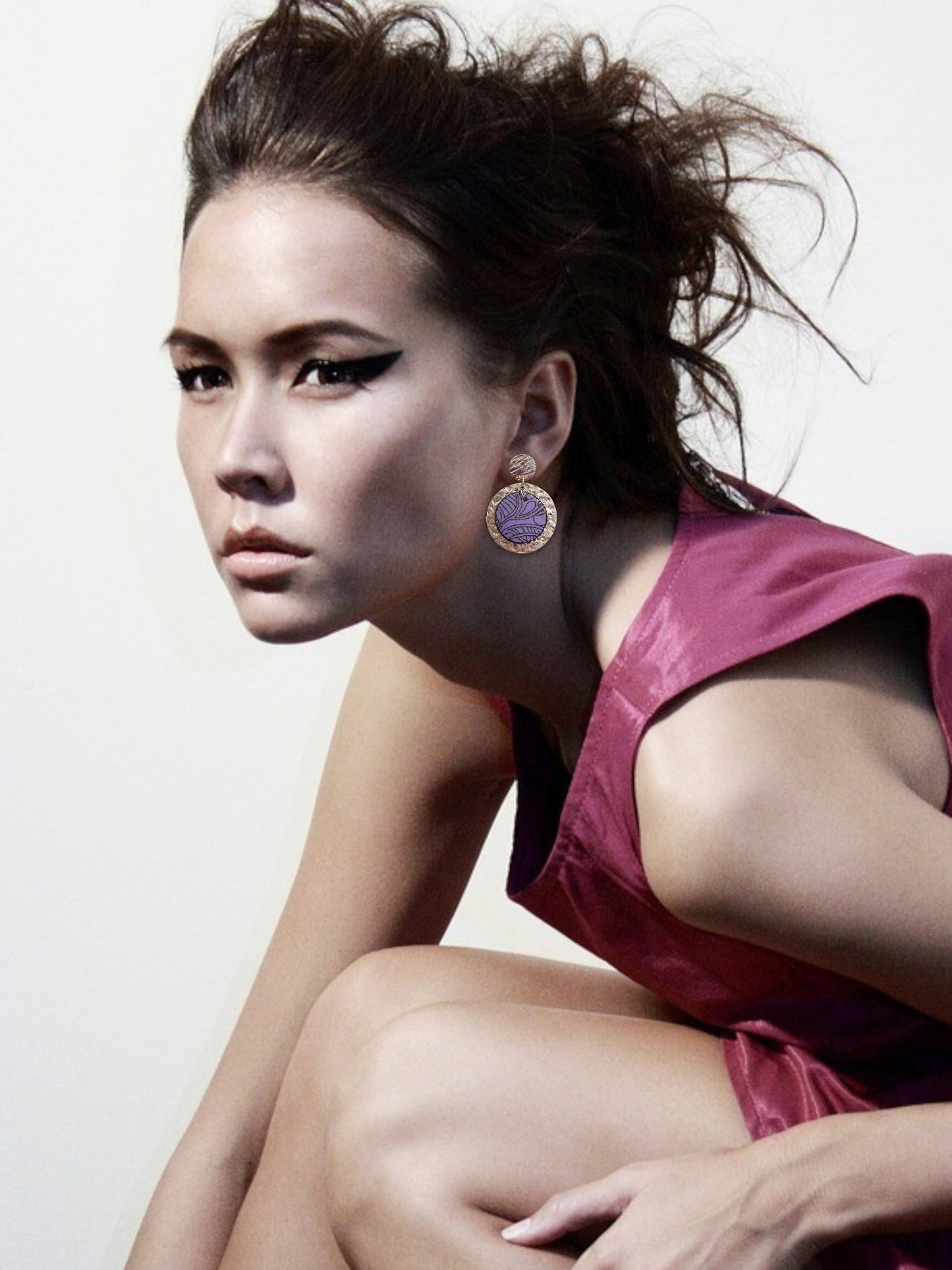 Purple Laser Engraved Earrings