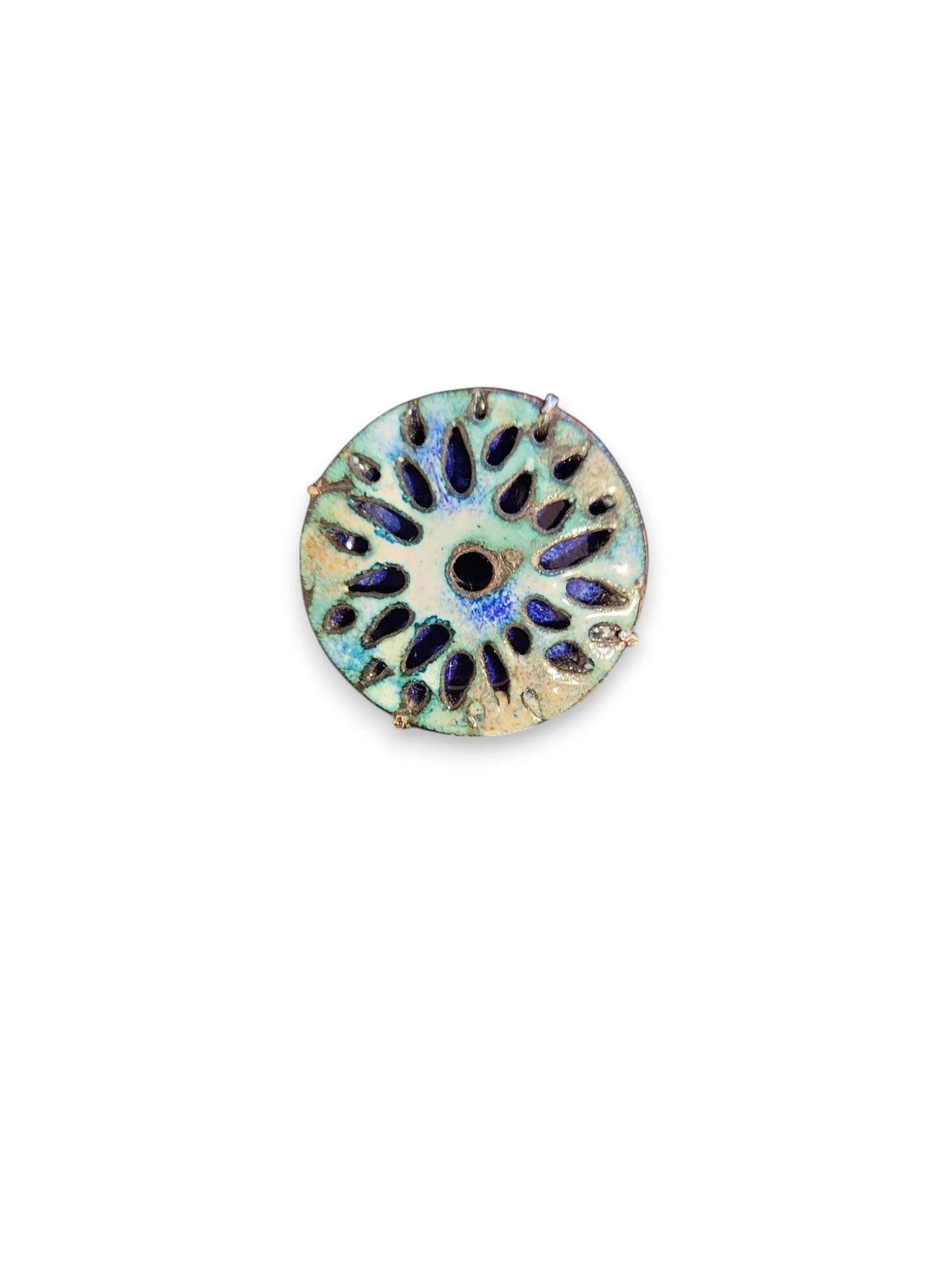Pierced Copper Enameled Pin