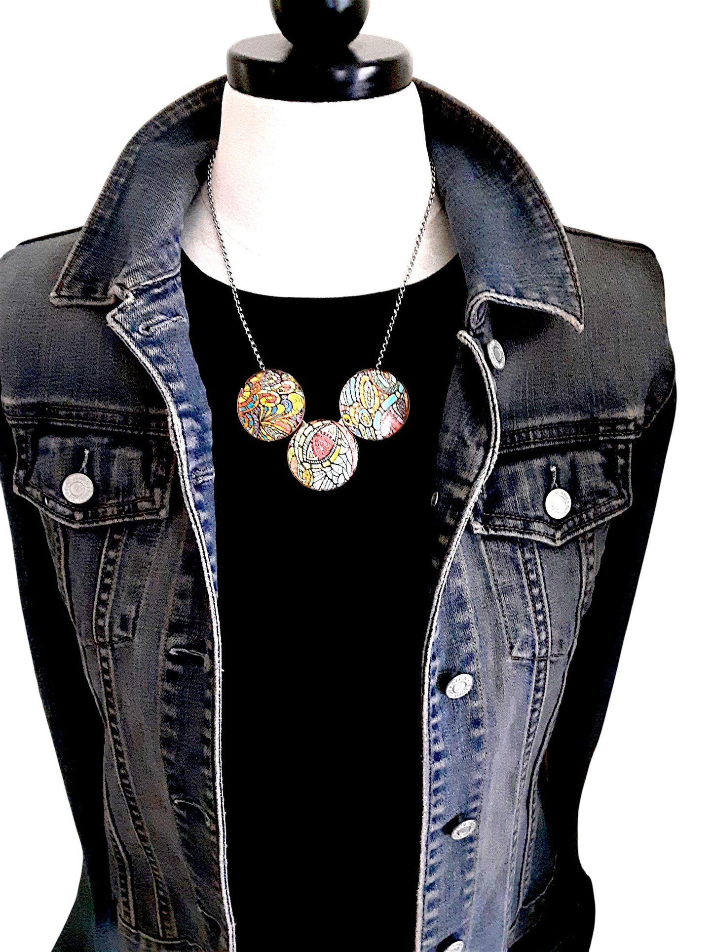 Circular Doodle Decal Necklace