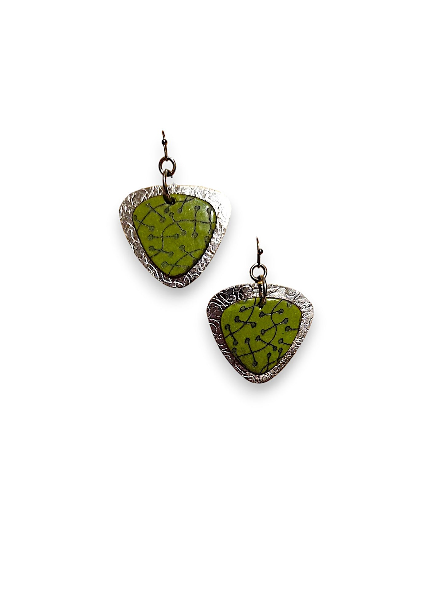 Green Pic Engraved Earrings