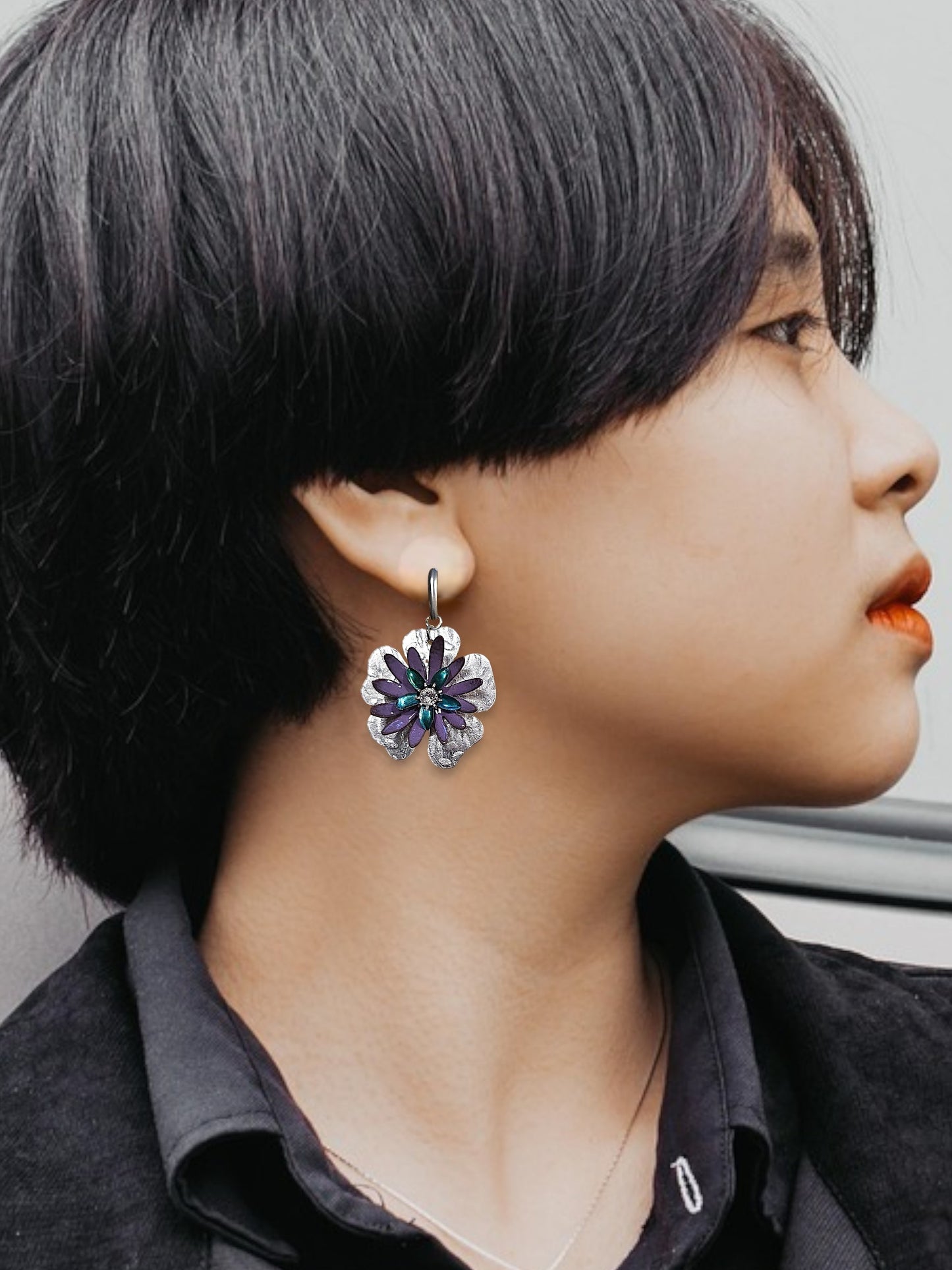 Fleur Purple & Blue Earrings