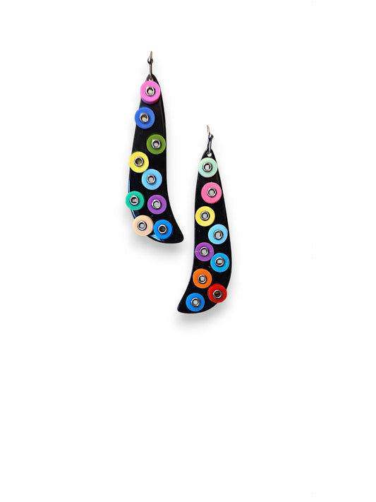 Multi-Color Confetti Curve Earrings