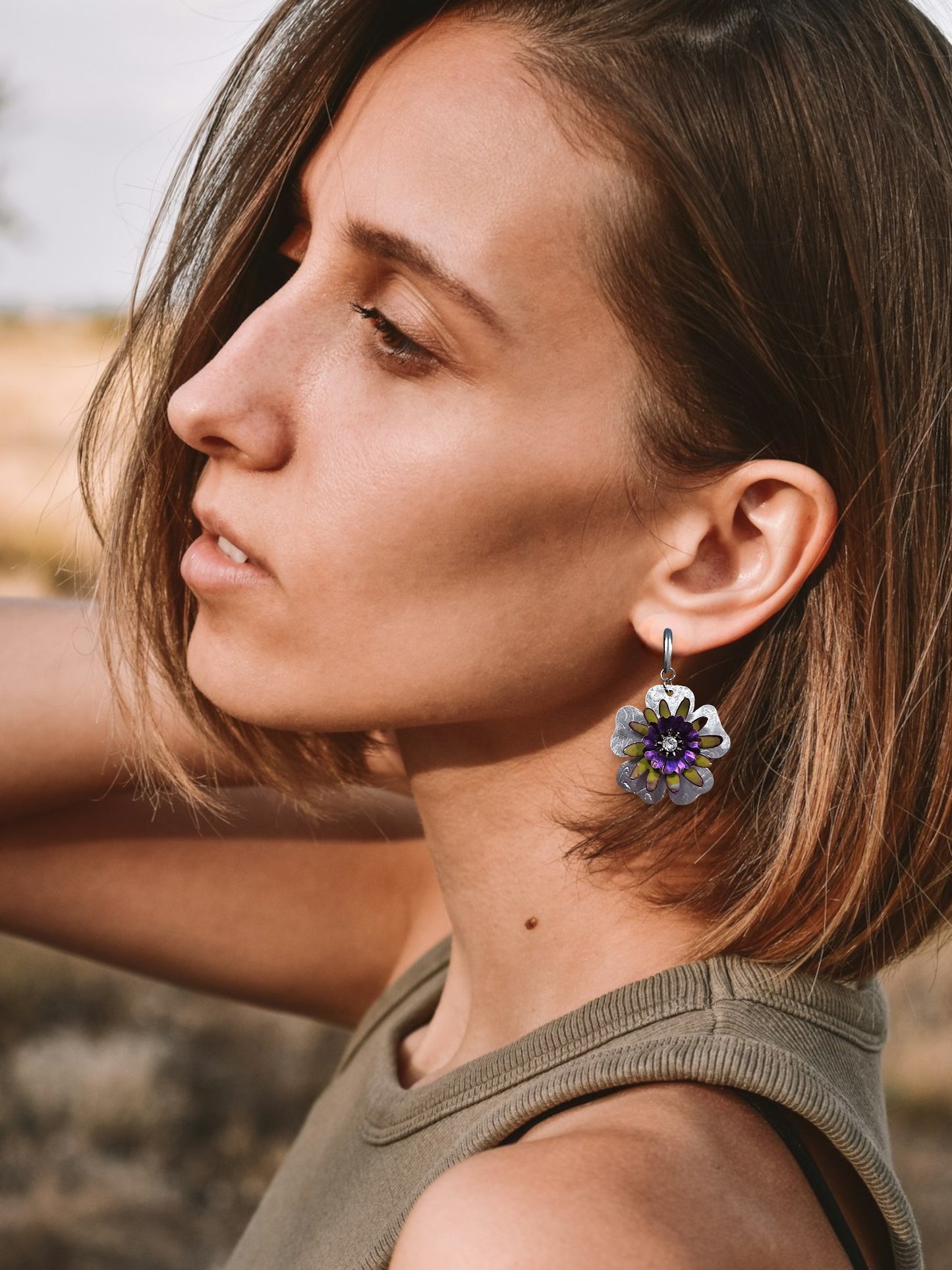 Fleur Purple & Lime Earrings