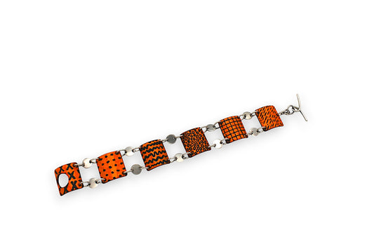 Orange & Black Engraved Bracelet