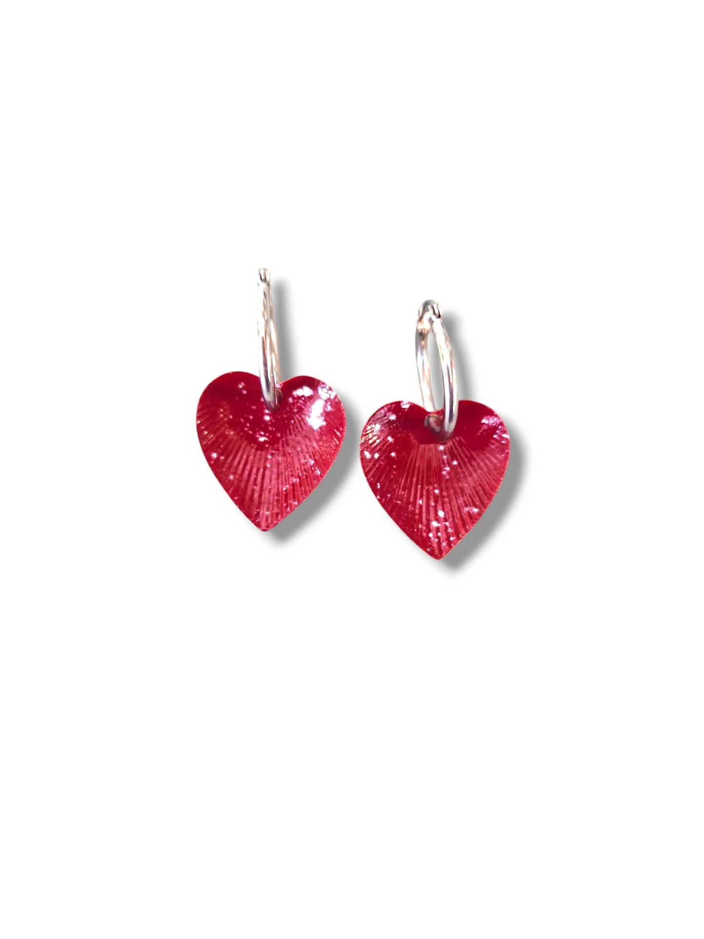 Red Heart Powder Coat Earrings