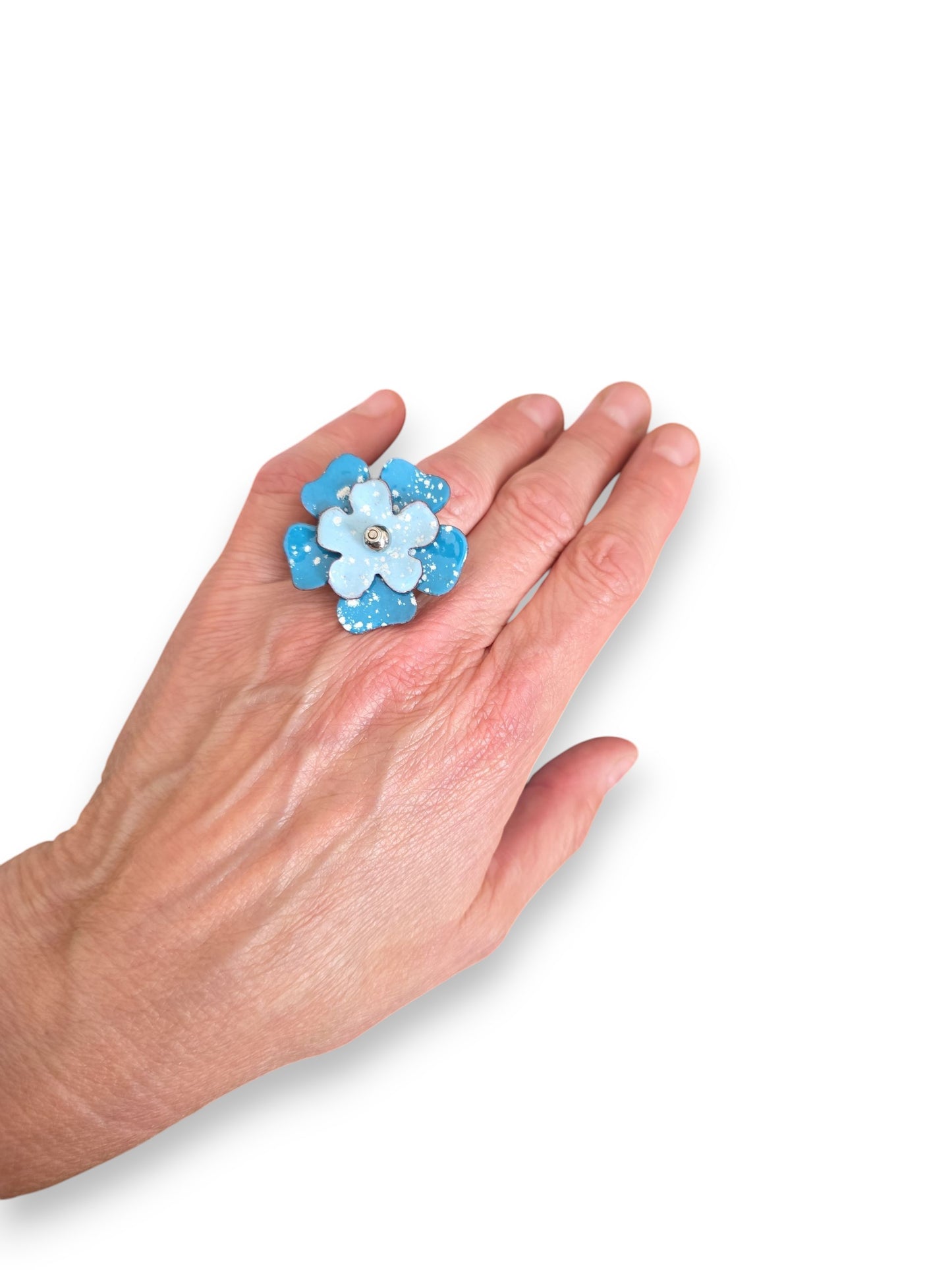Light and Dark Blue Blossom Ring