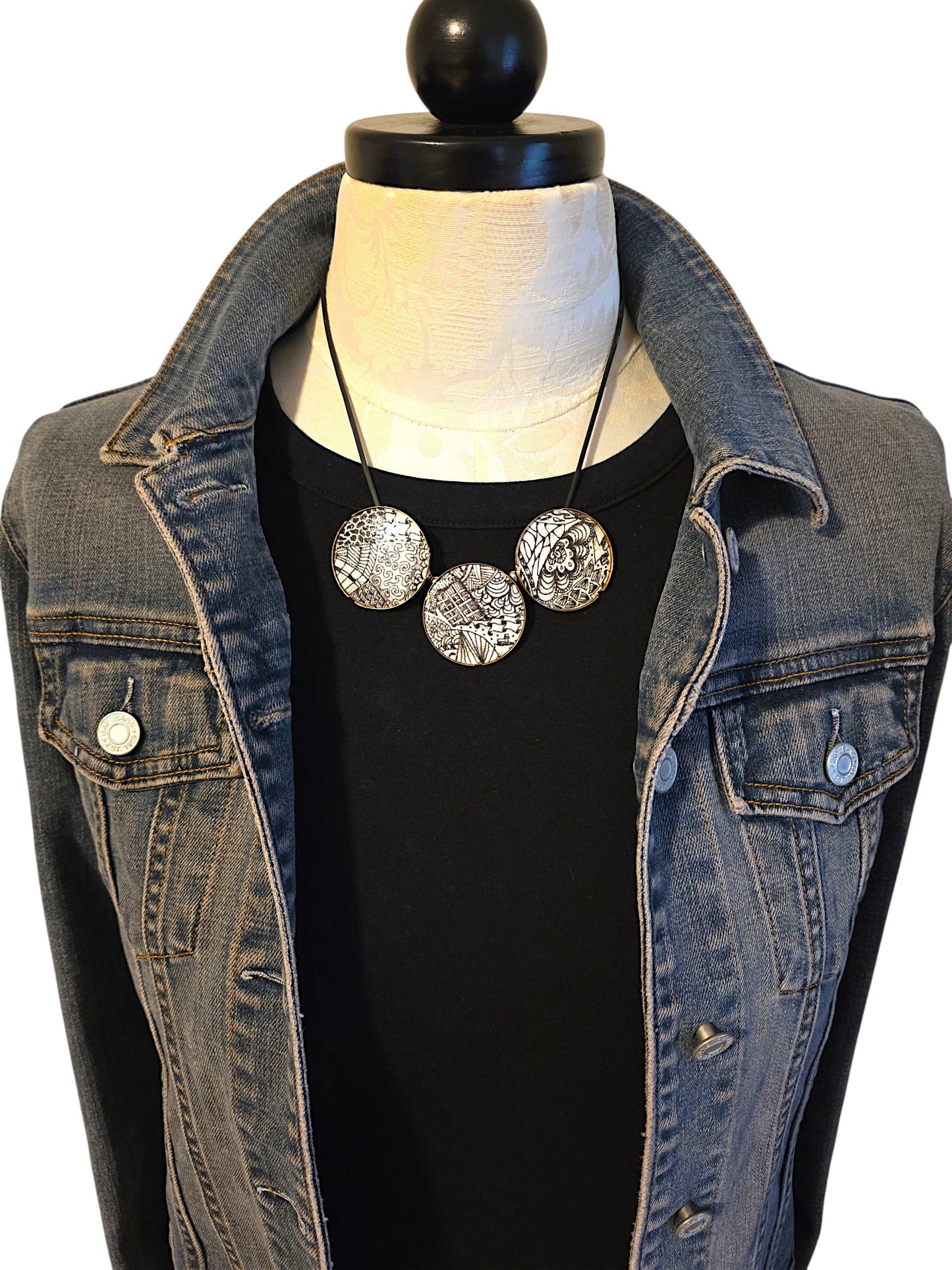 Brass Zentangle Necklace III