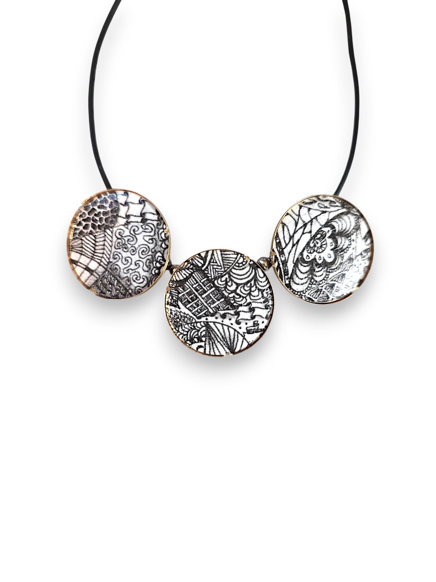 Brass Zentangle Necklace III