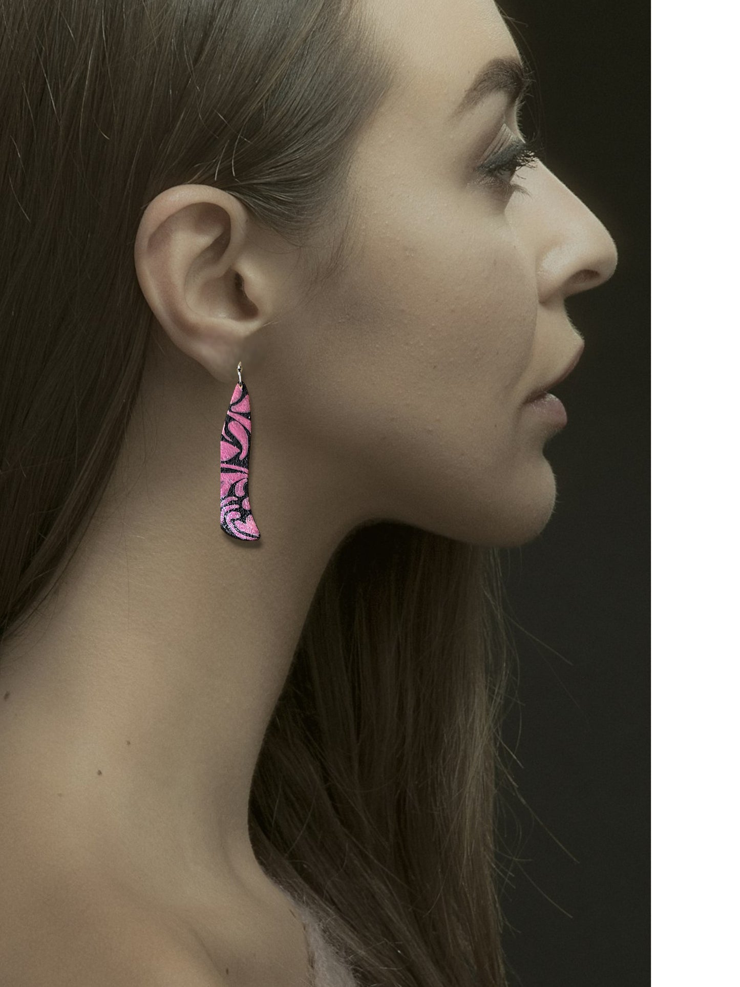 Hot Pink & Black Drop Earrings