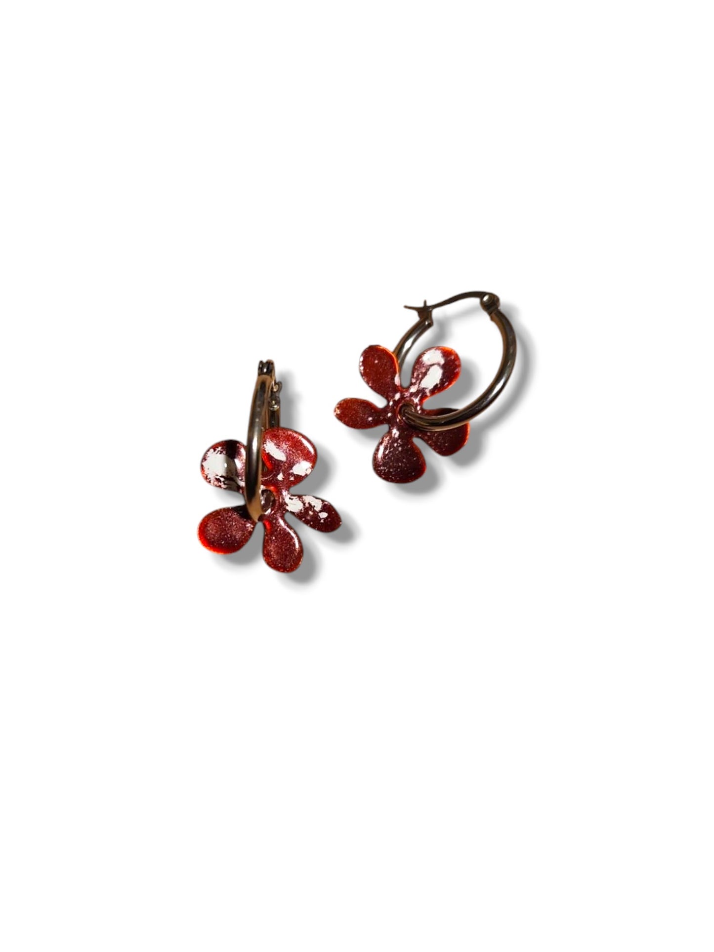 Red Blossom Hoop Earrings