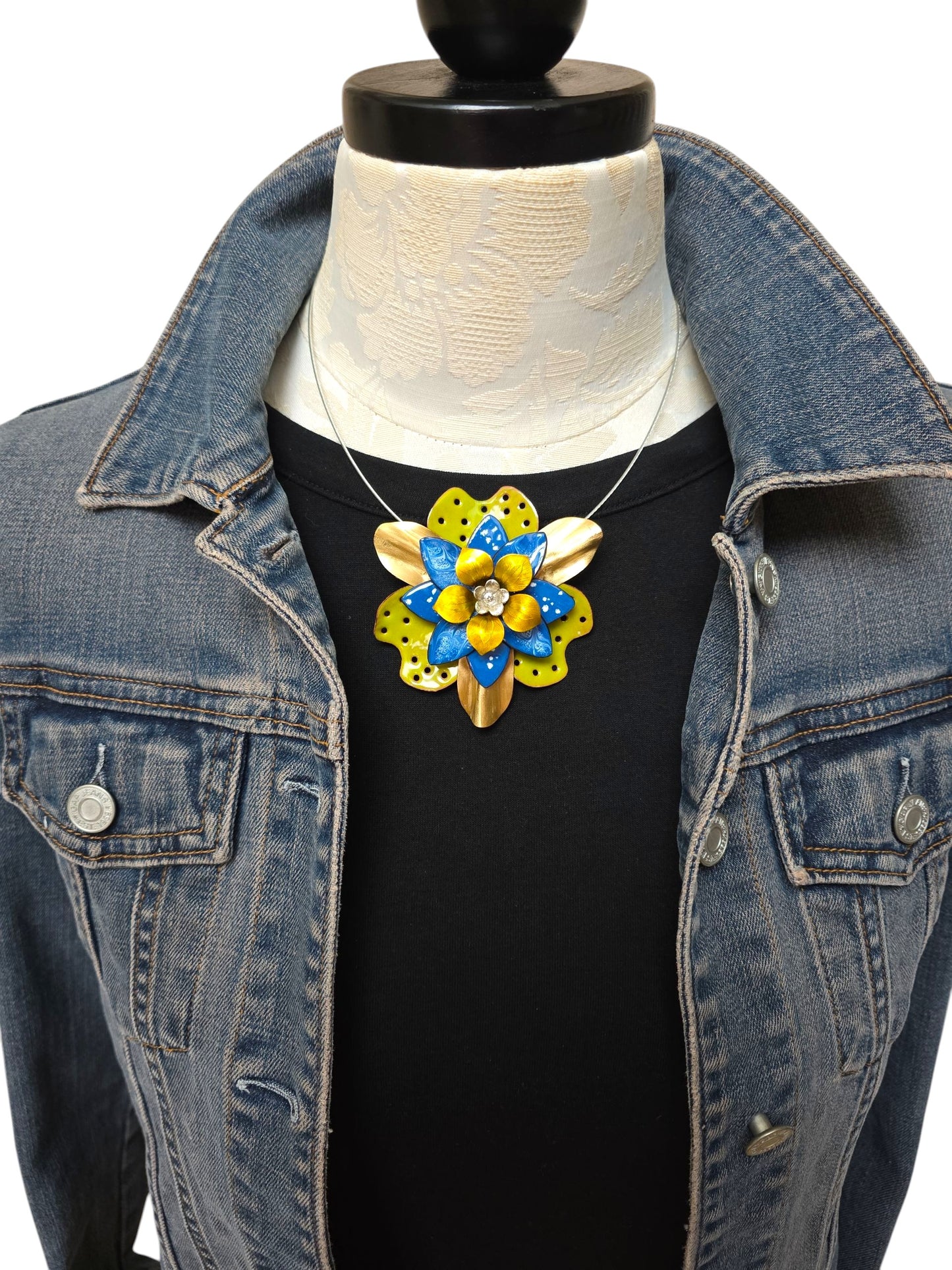 Fleur Lime & Blue Necklace