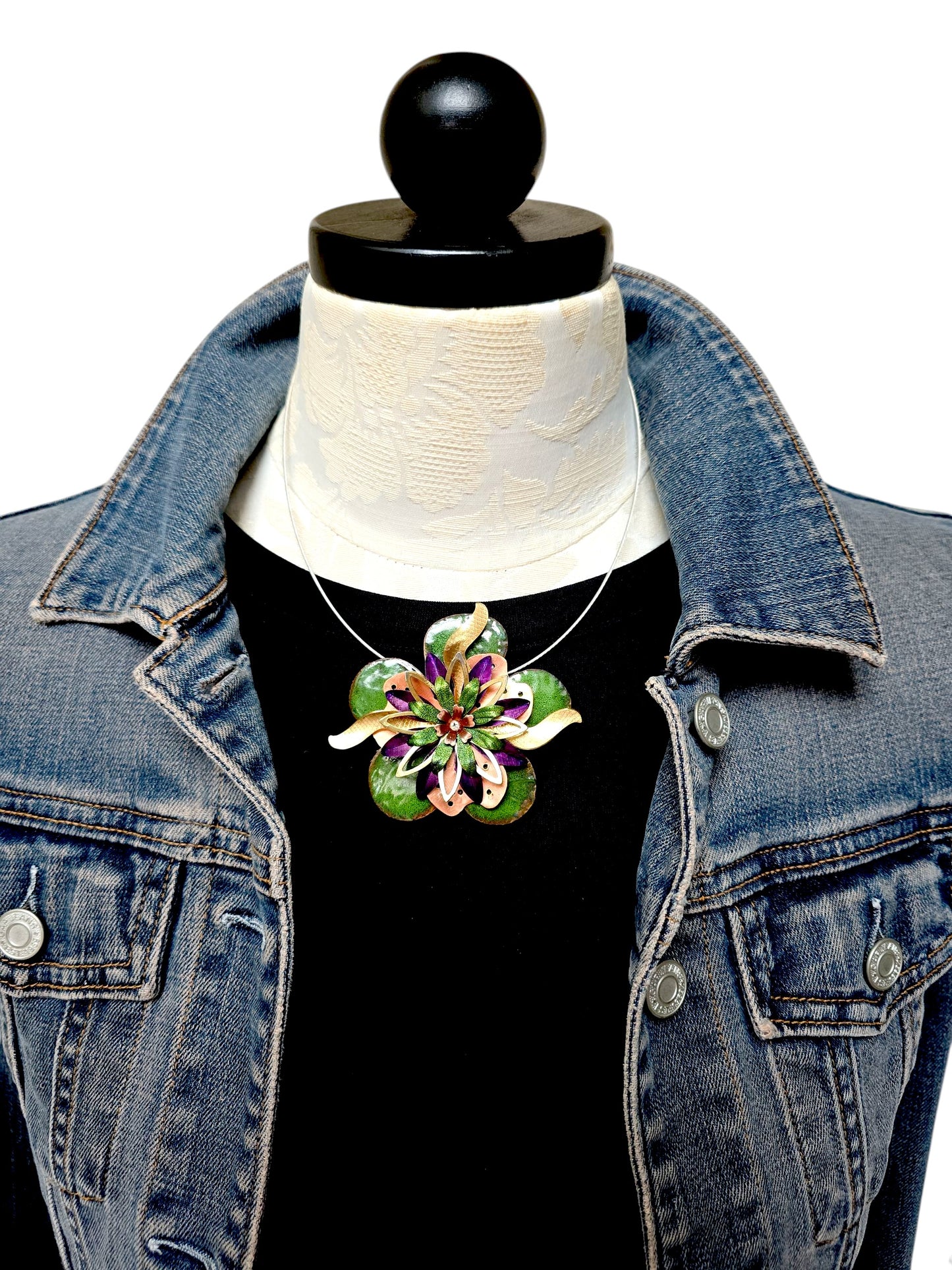 Fleur Green, Purple & Gold Necklace