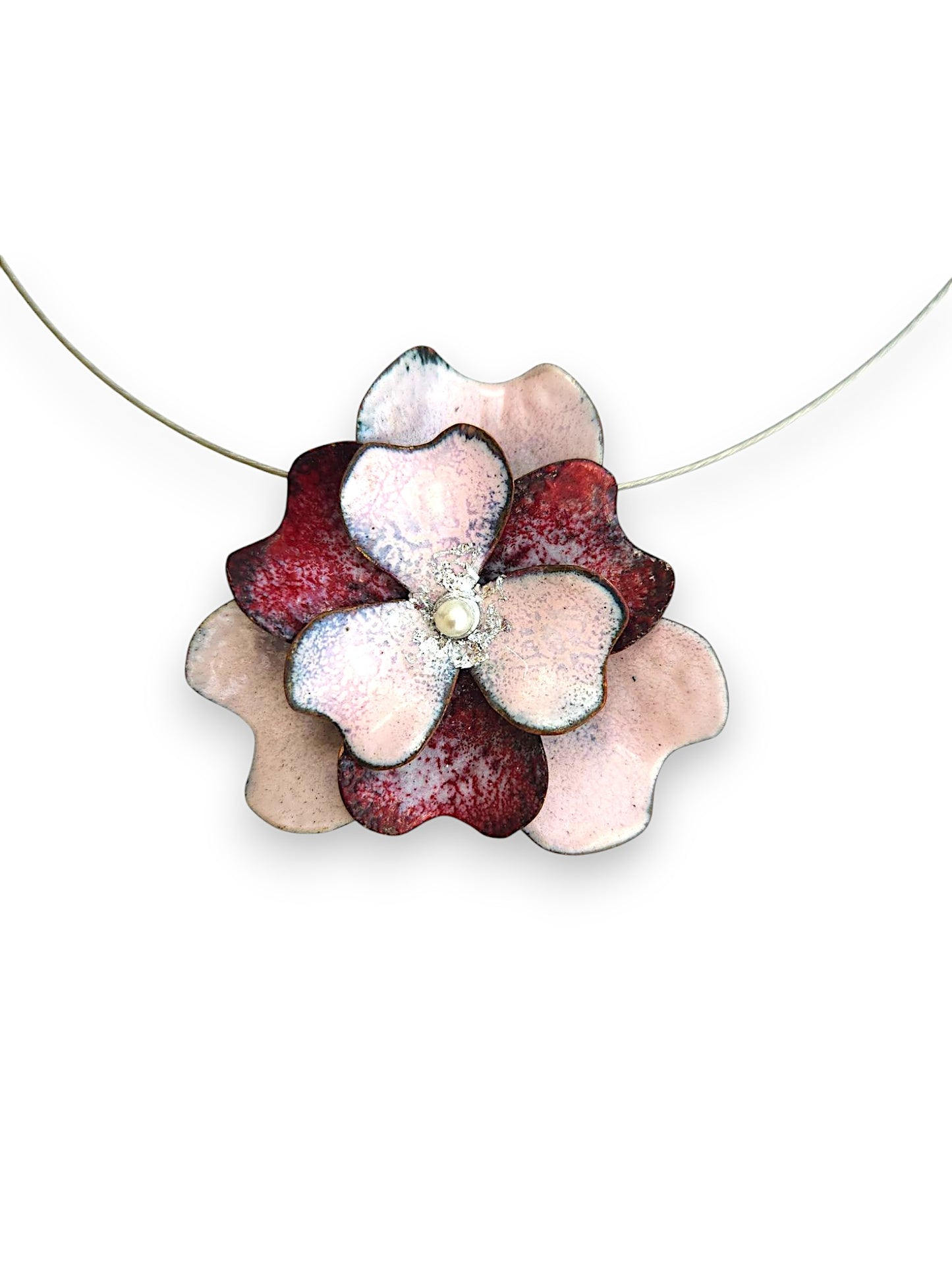 Red & Pink Single Blossom Necklace