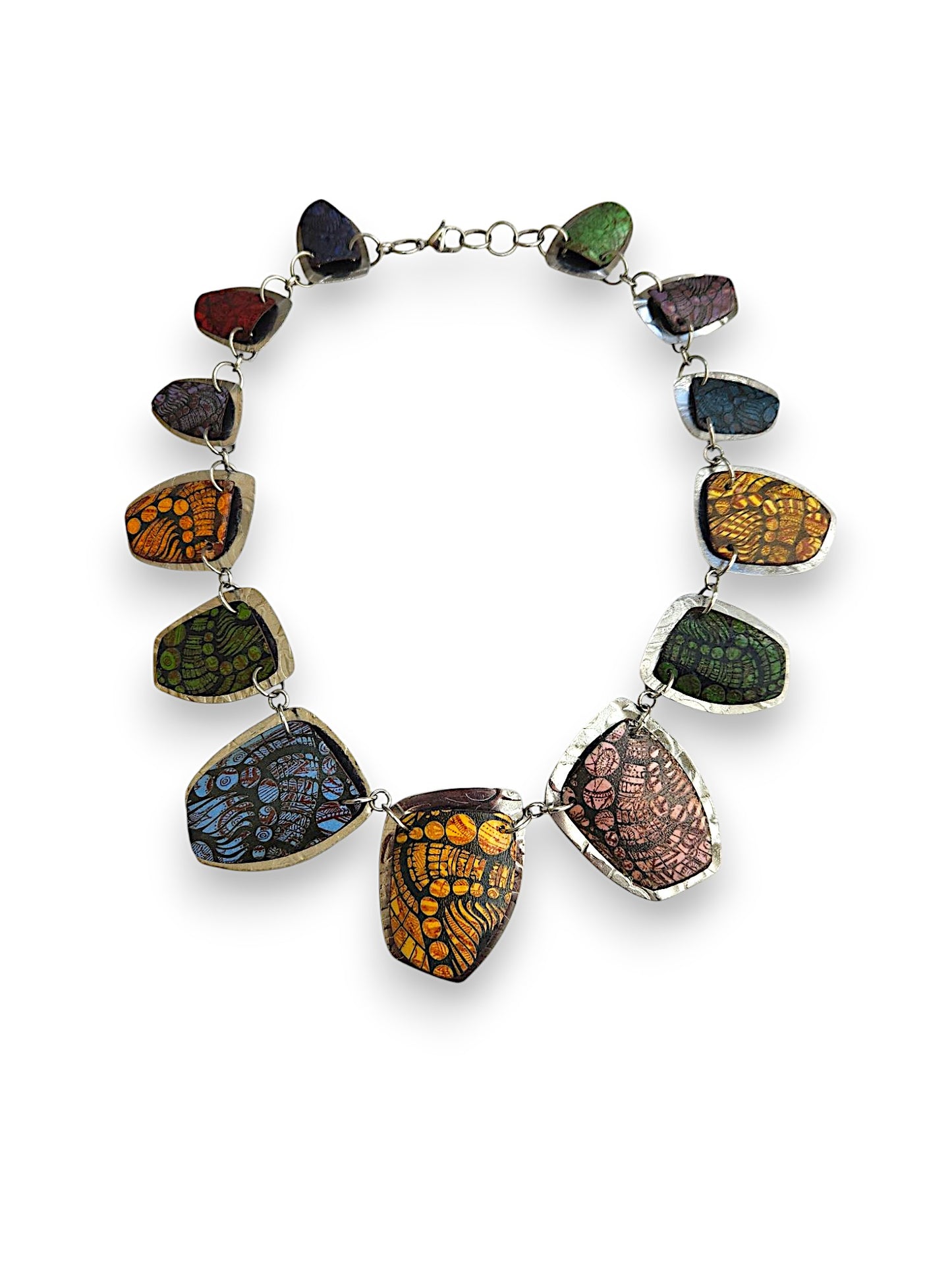 Doodle & Laser Etched Kaleidoscope Necklace