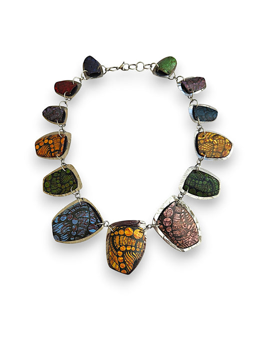 Doodle & Laser Etched Kaleidoscope Necklace