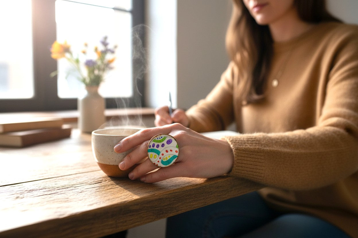 Kaleidoscope Doodles Statement Ring