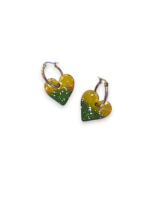 Yellow & Green Heart Earrings