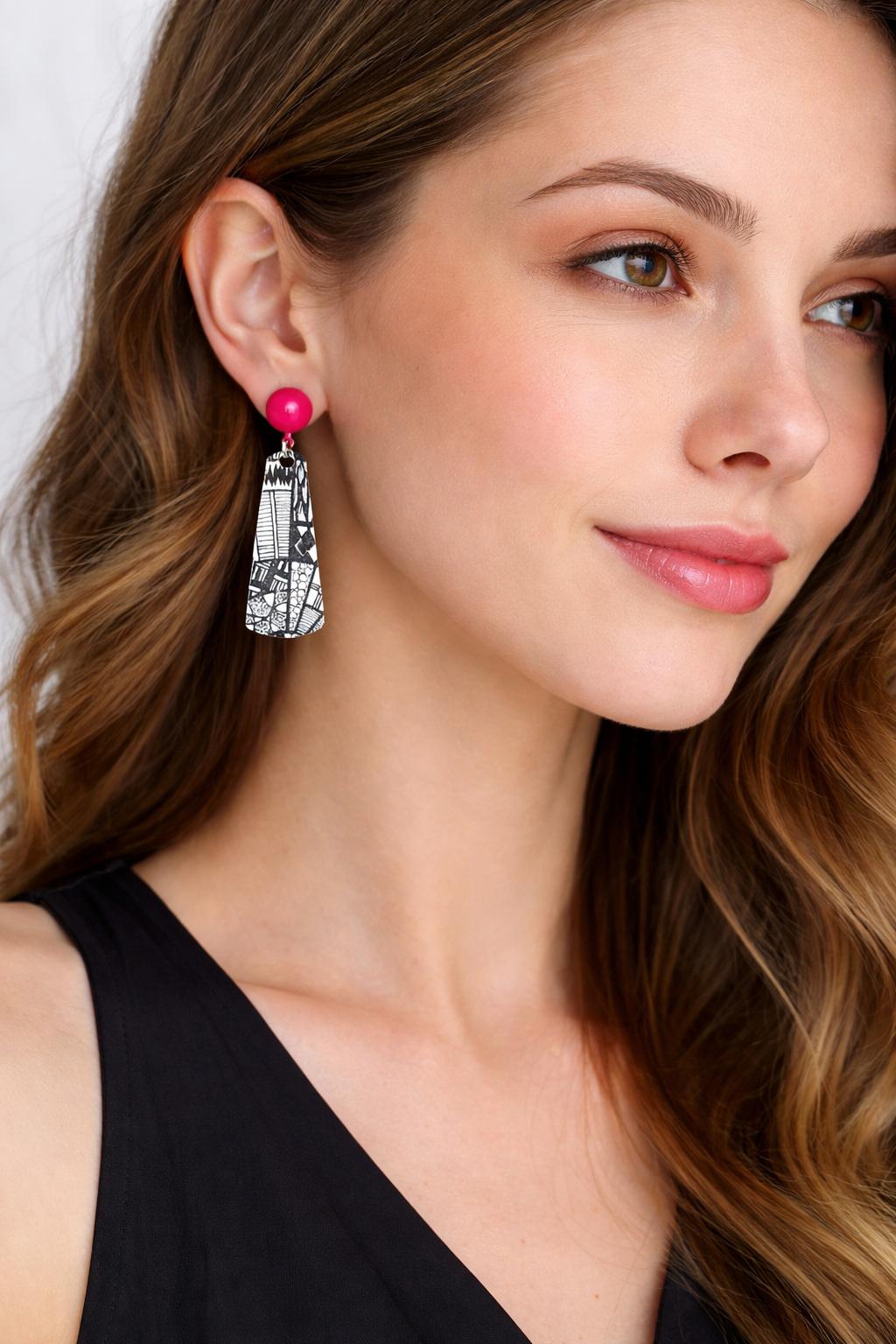 City Sketch Drop Earrings | Hand-Cut Brass & Waterslide Decal
