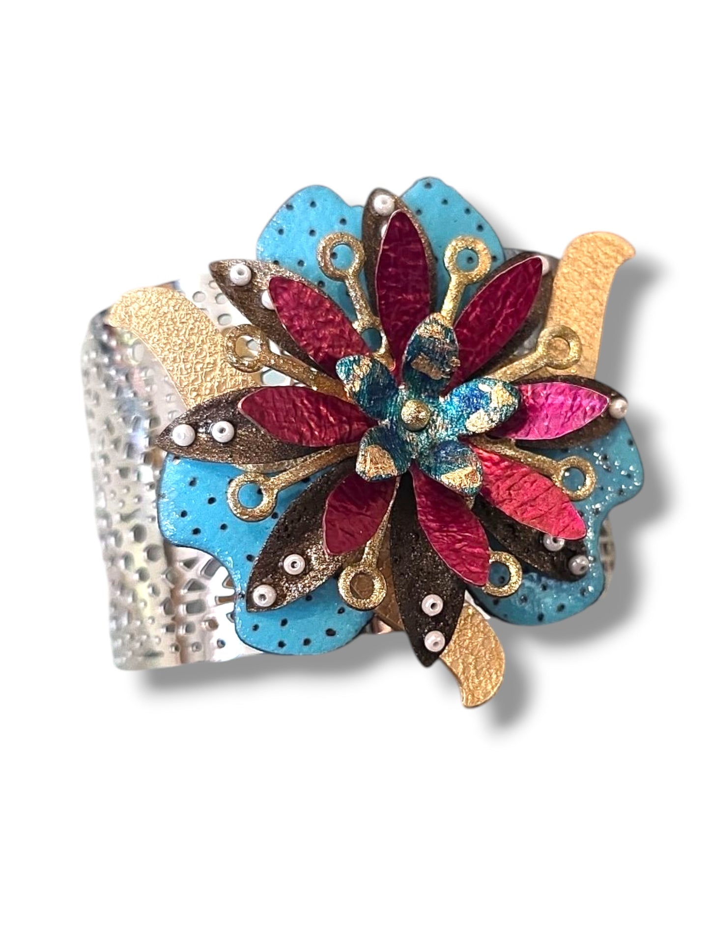 Fleur Blue & Magenta Cuff Bracelet