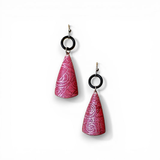 Red Cone Drop Earrings - One of a Kind