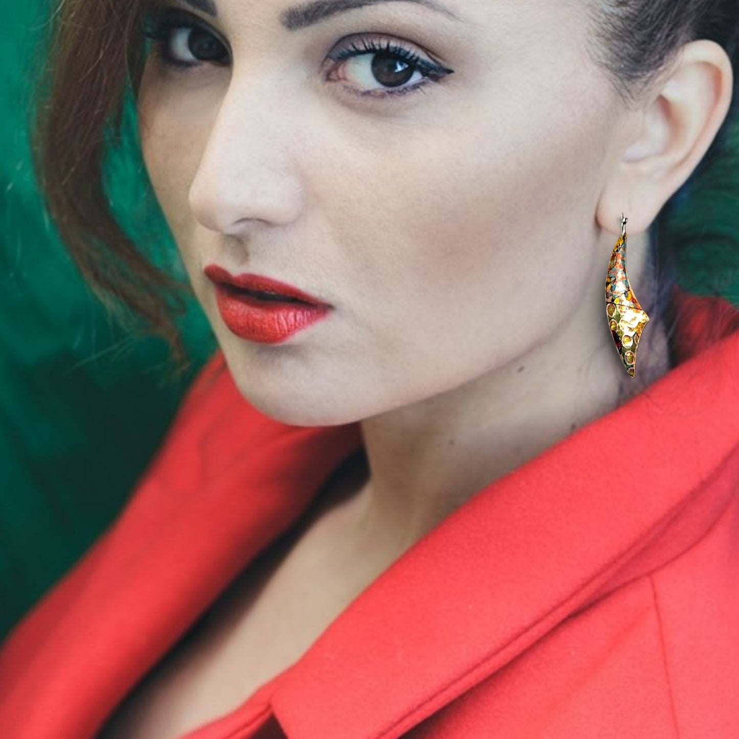 Gold & Decal Earrings