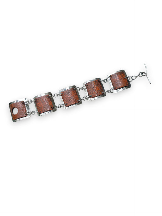 Chocolate Brown & Black Engraved Bracelet