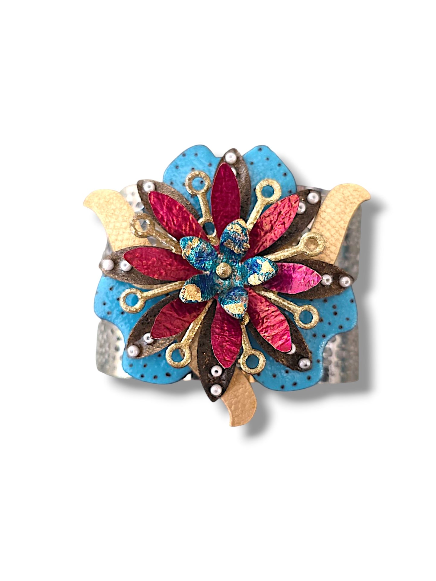 Fleur Blue & Magenta Cuff Bracelet
