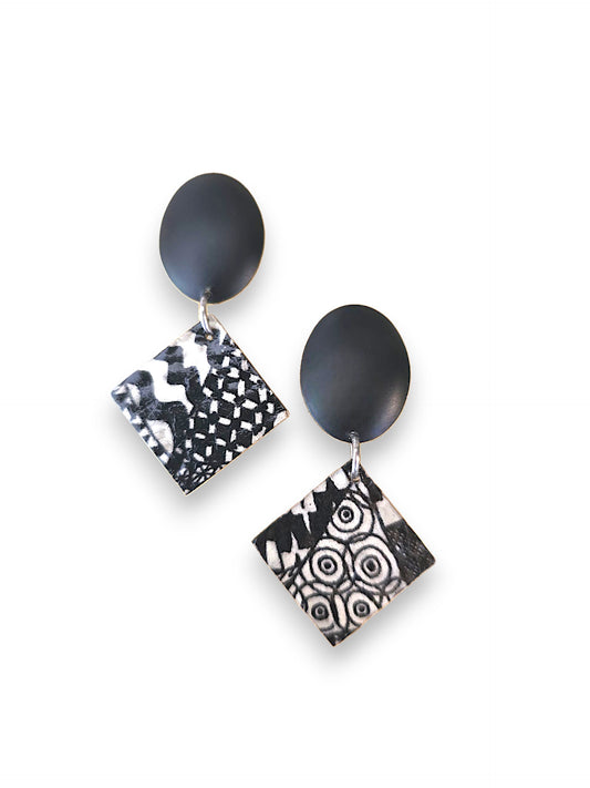 Monochrome Mosaic Earrings