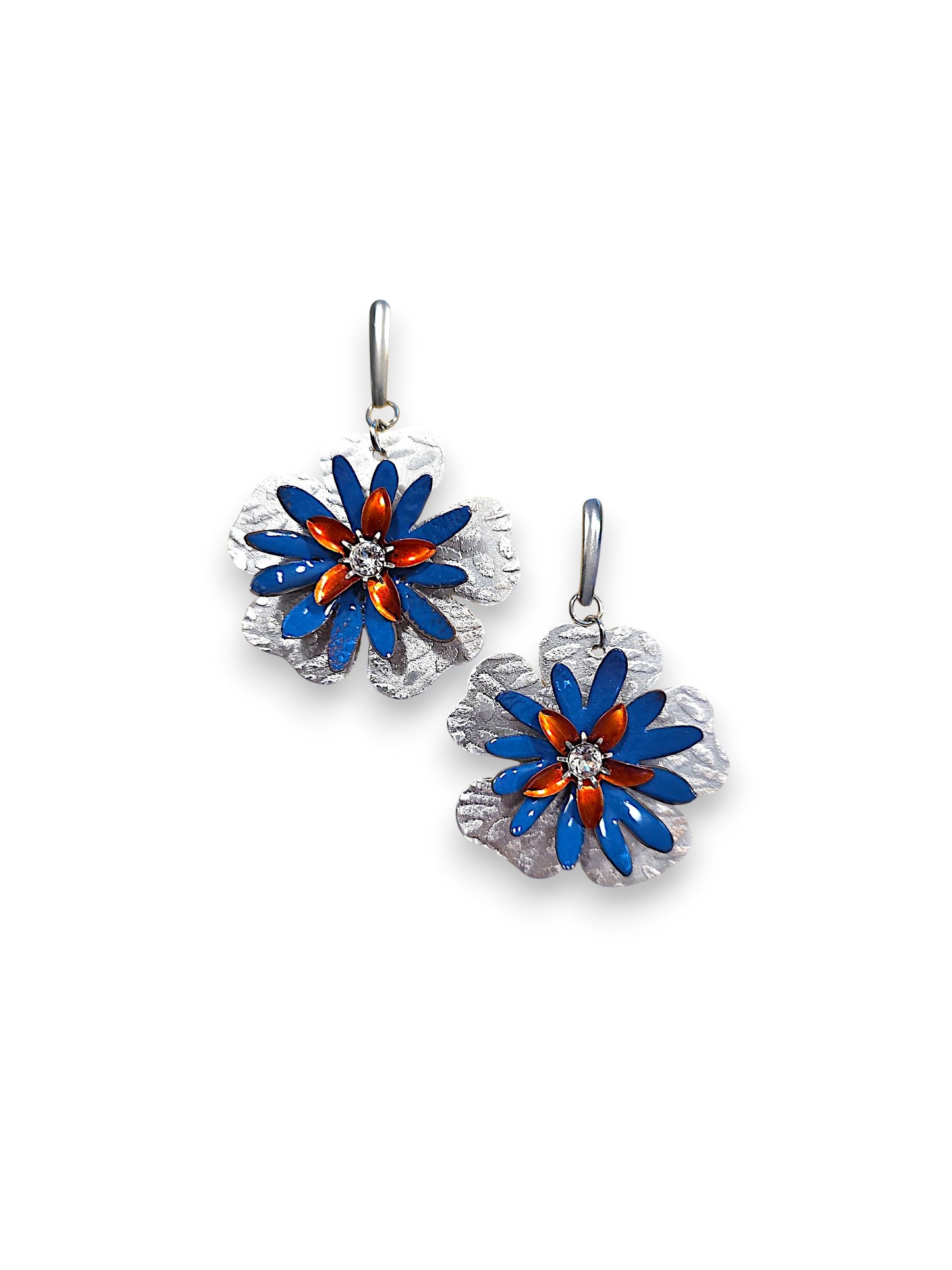 Fleur Orange & Blue Earrings