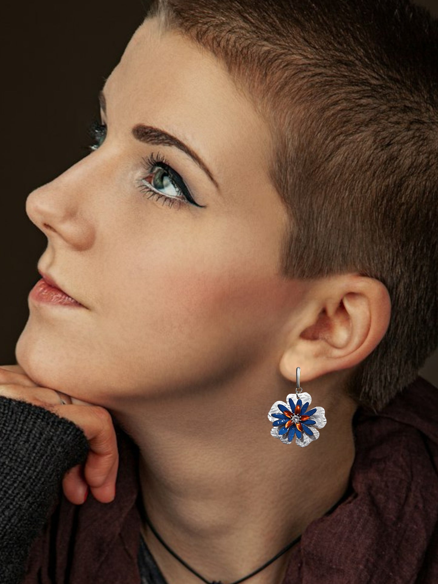 Fleur Orange & Blue Earrings