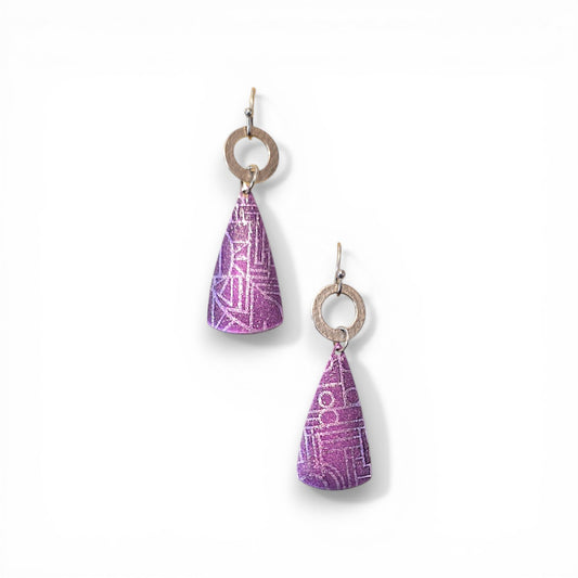 Purple Cone Drop Earrings - One of a Kind
