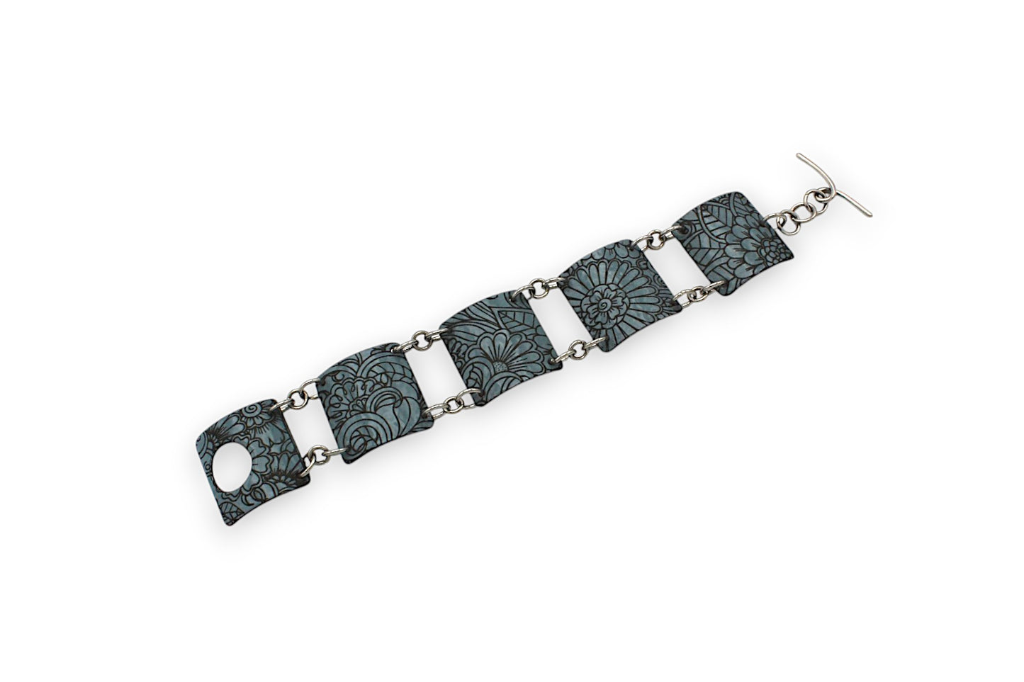 Slate Blue & Black Engraved Bracelet