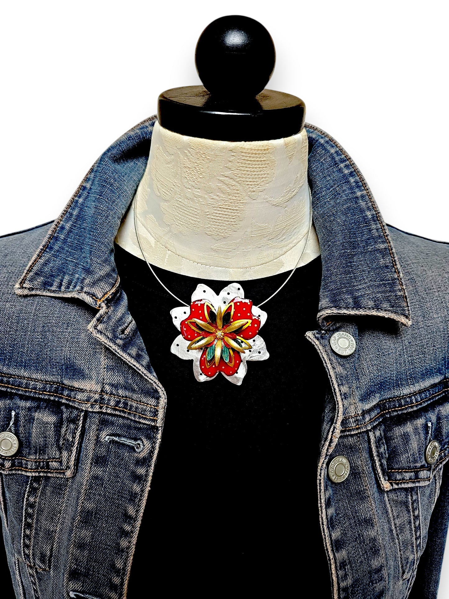 Fleur Red & Silver Necklace