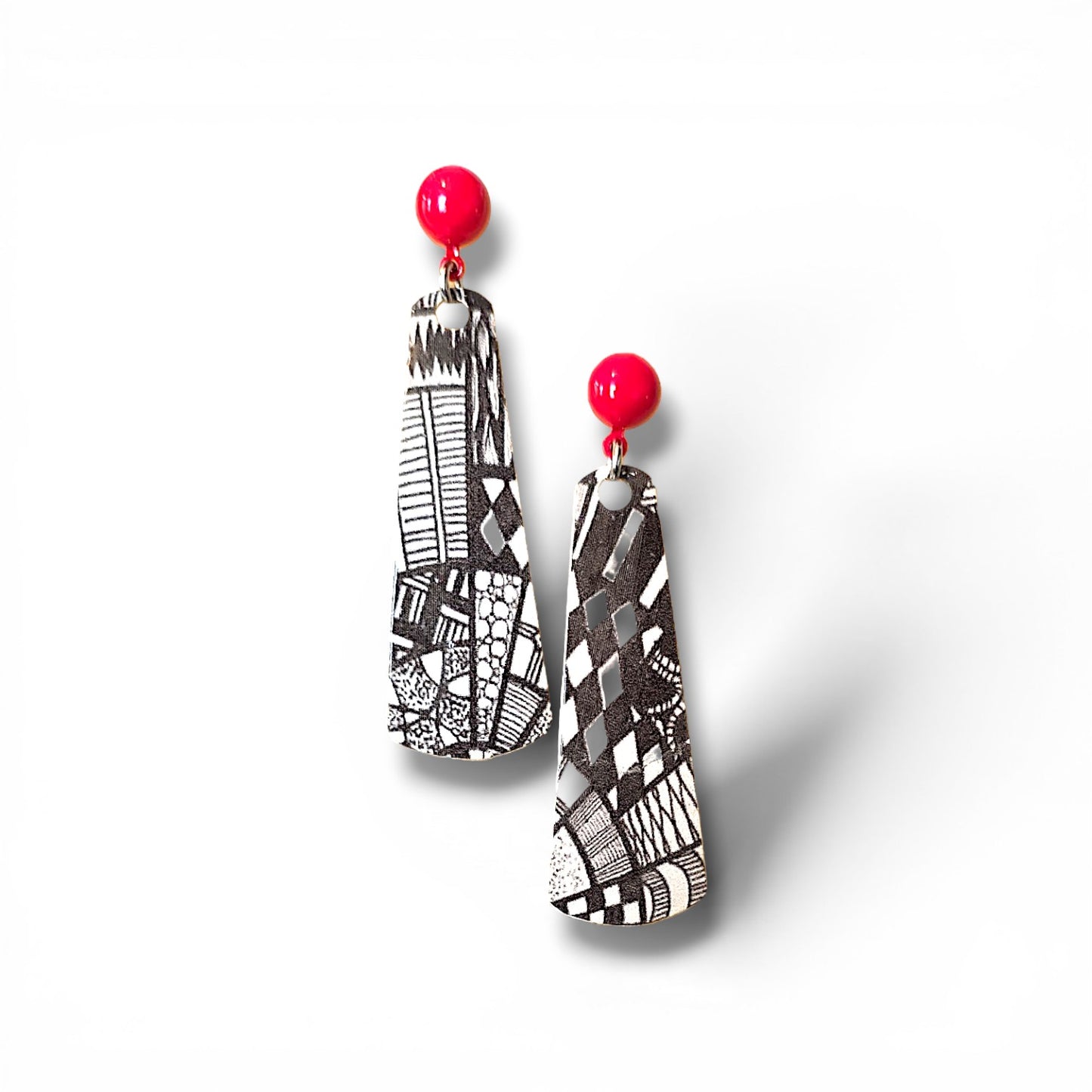 City Sketch Drop Earrings | Hand-Cut Brass & Waterslide Decal