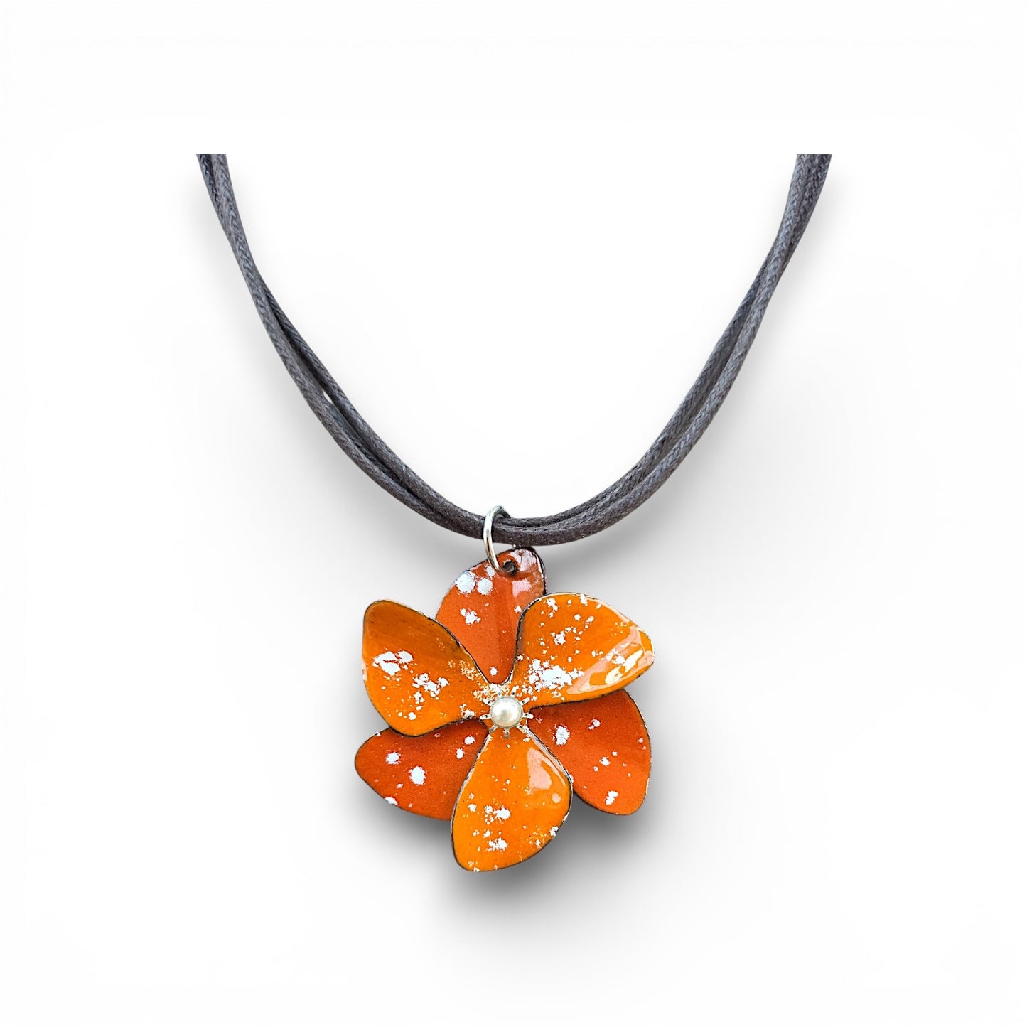 Single Orange & White Blossom Necklace