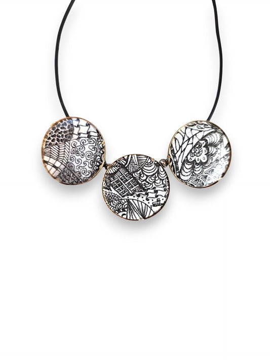 Brass Zentangle Necklace III