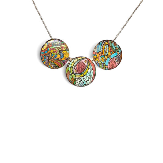 Circular Doodle Decal Necklace