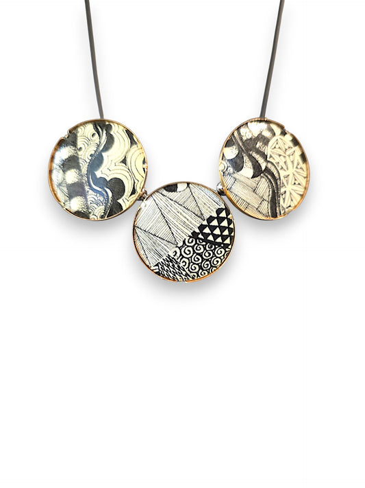 Brass Zentangle Necklace II