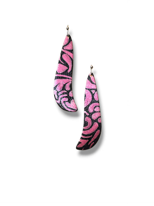 Hot Pink & Black Drop Earrings