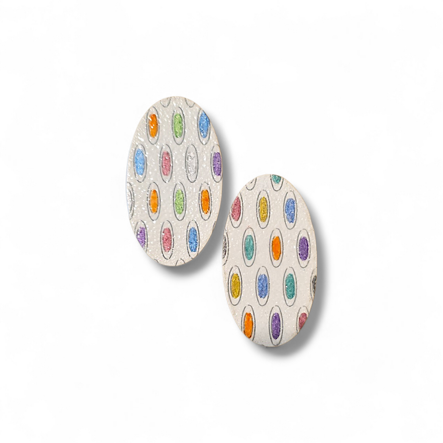Confetti Dot Stud Earrings | Hand-Painted & Laser-Engraved