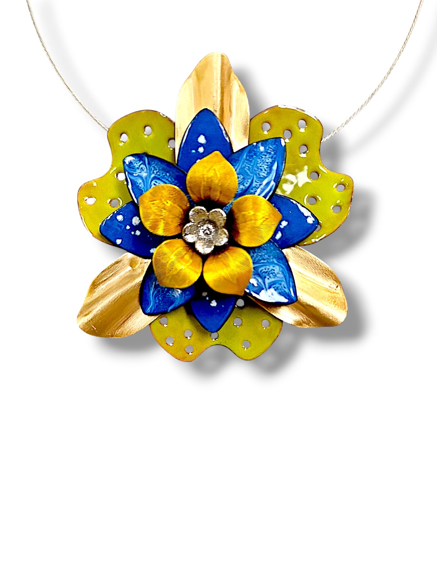 Fleur Lime & Blue Necklace