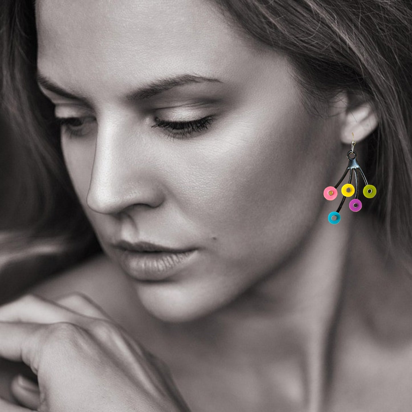 Multi-Color Confetti Drop Earrings