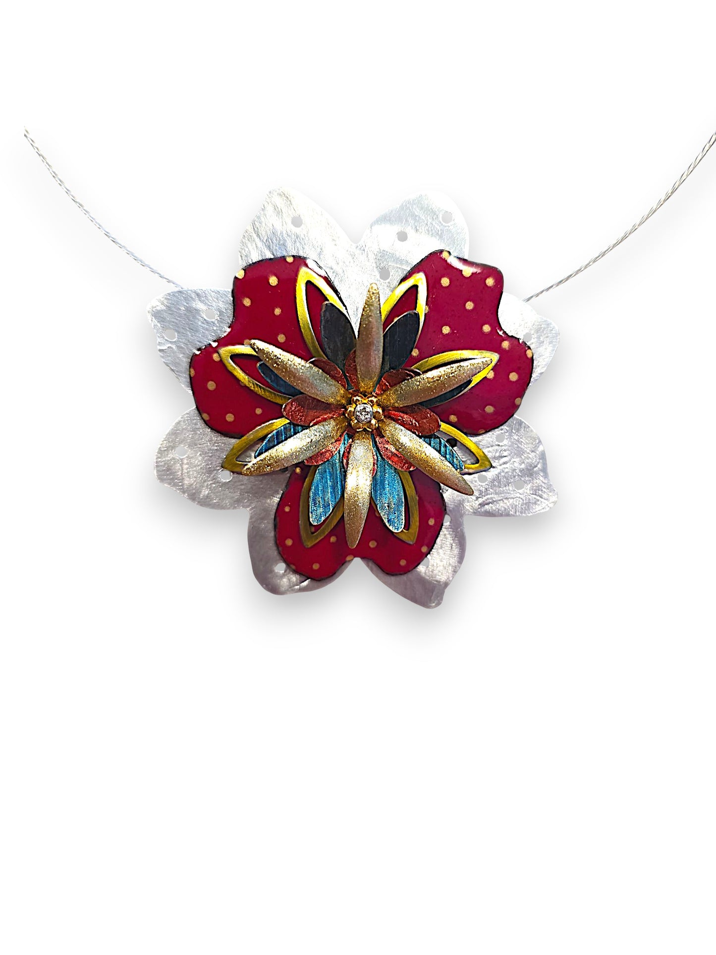 Fleur Red & Silver Necklace