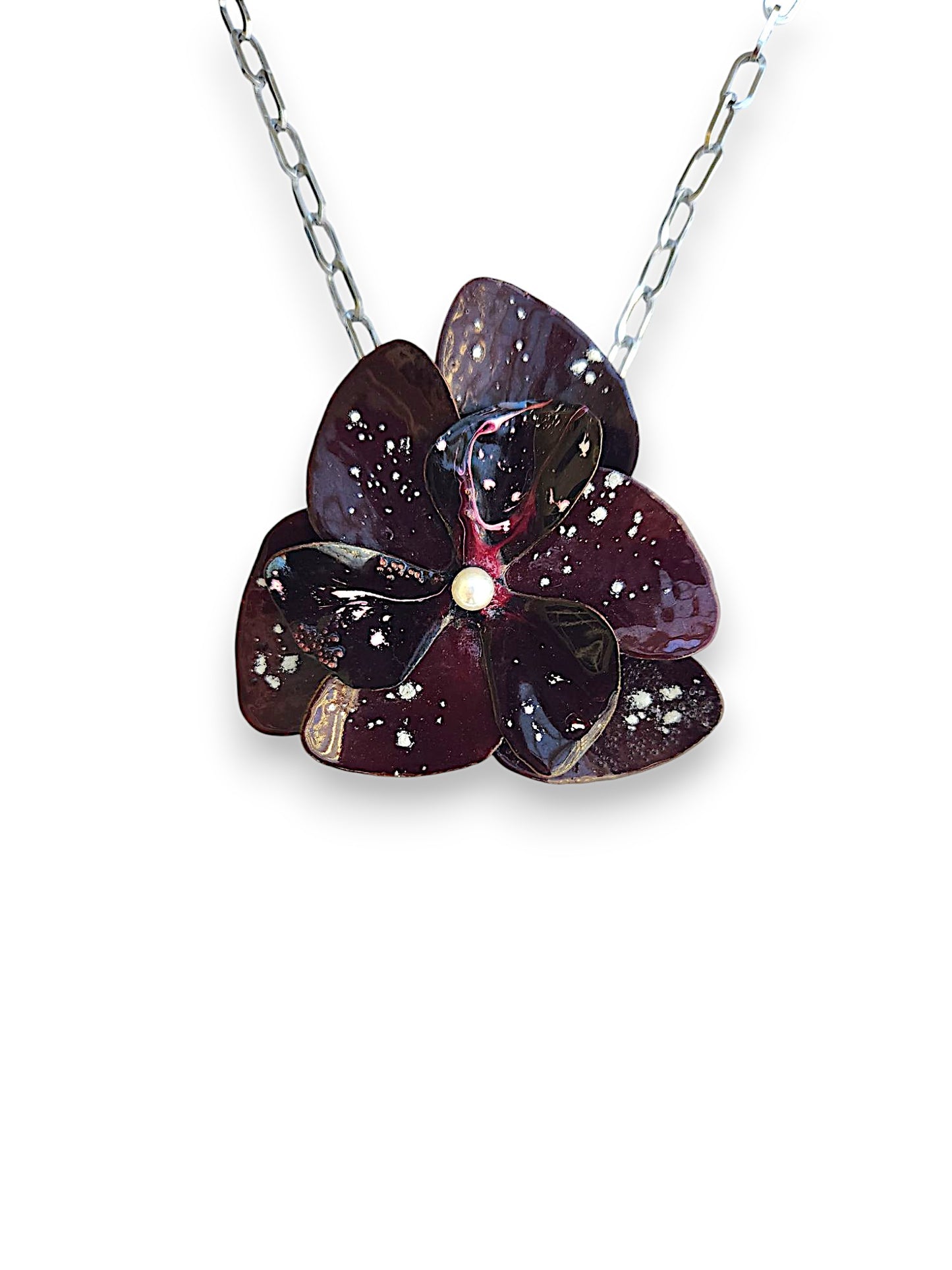 Single Dark Red Blossom Necklace