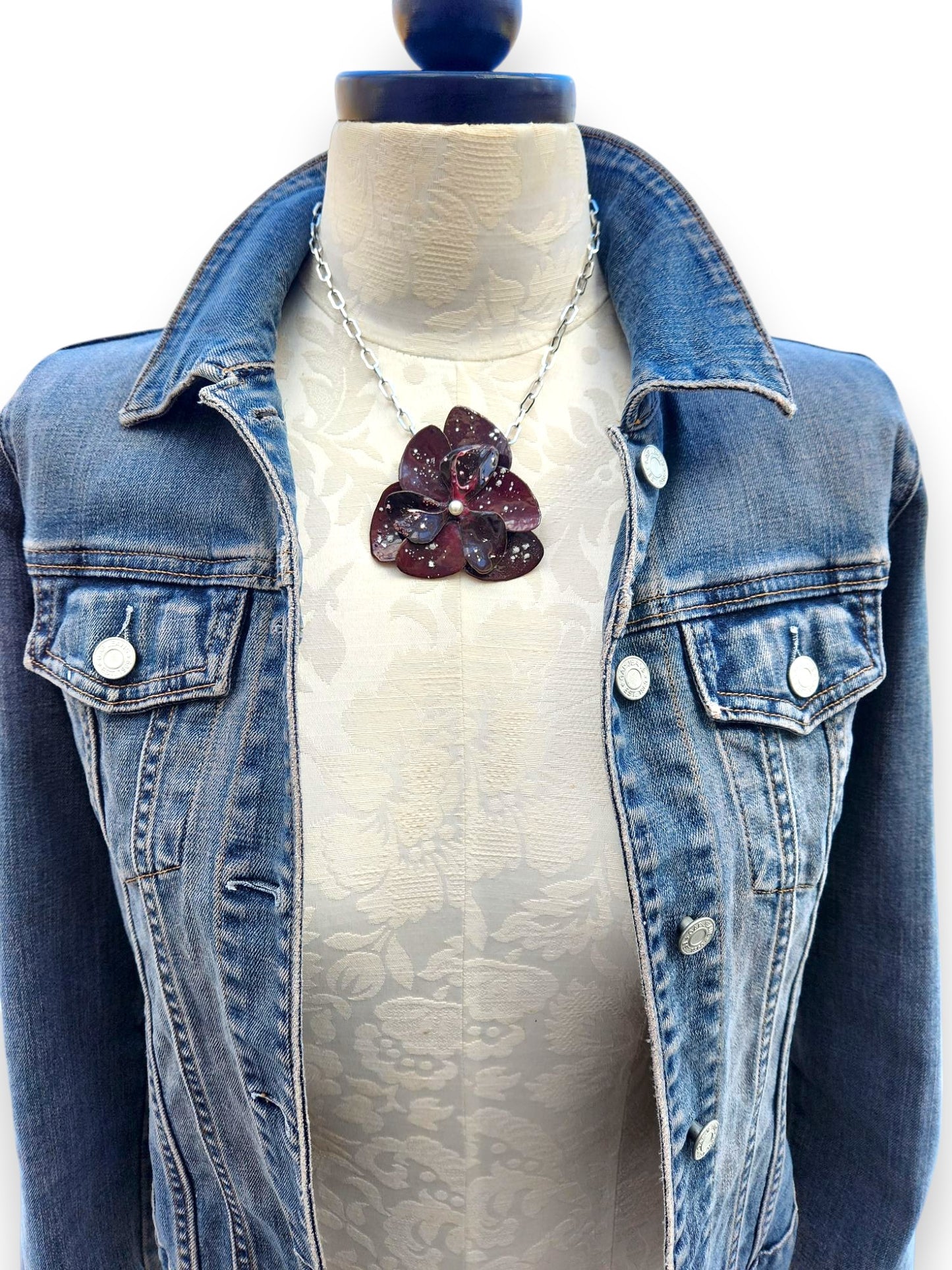 Single Dark Red Blossom Necklace