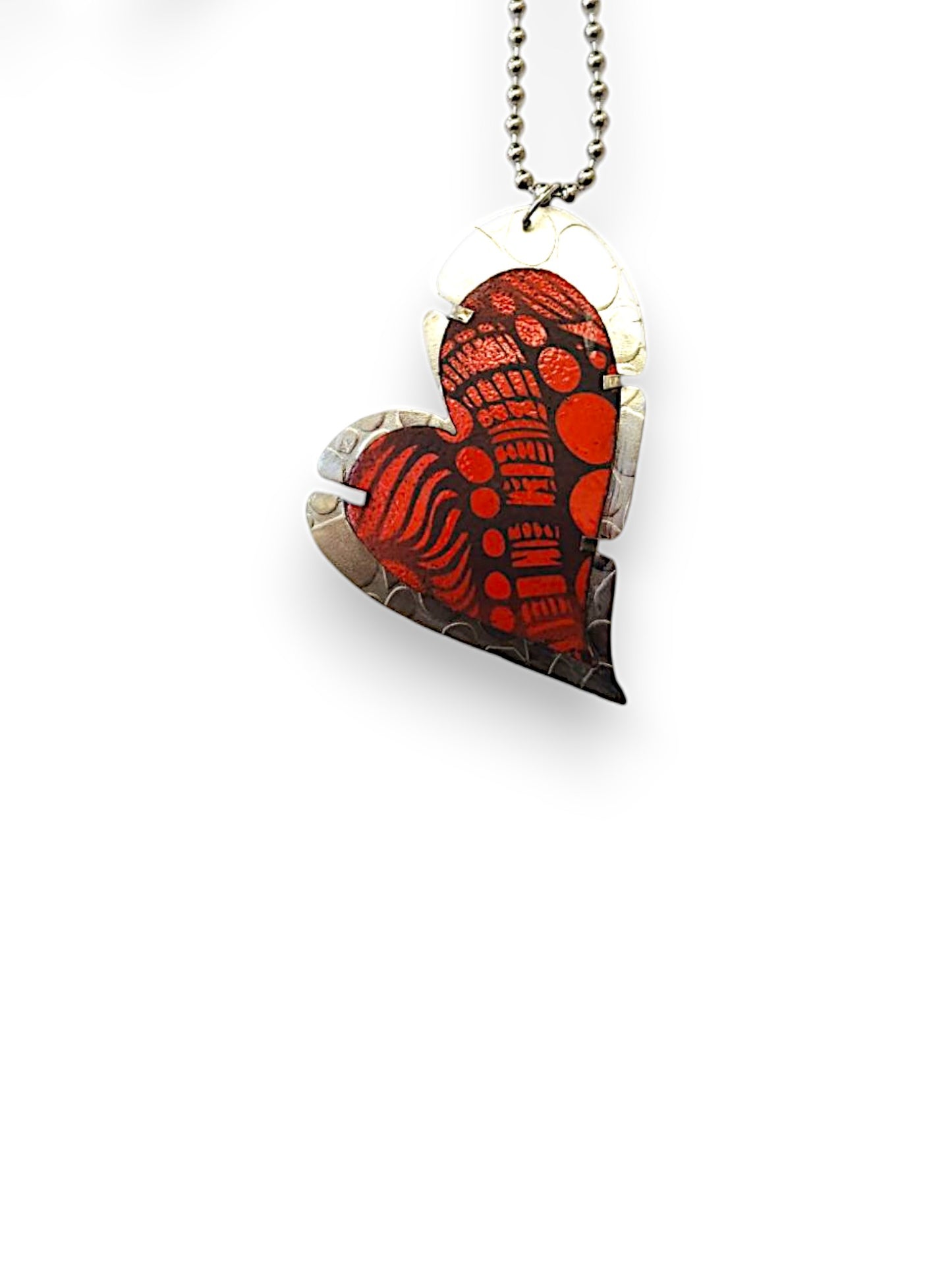 Red Engravedl Heart Necklace